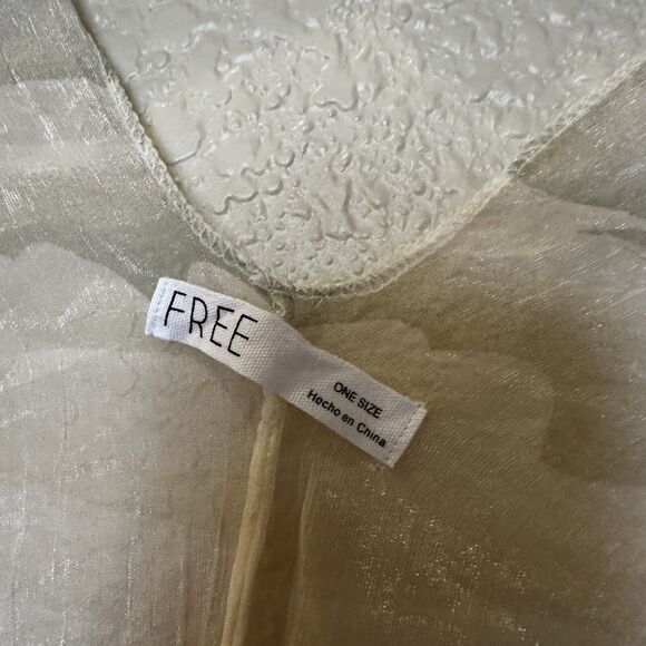 Free Swimwear One Size Sheer Cover Up Open Front Kimono Fringe Hems Swim Beach - Picture 5 of 7